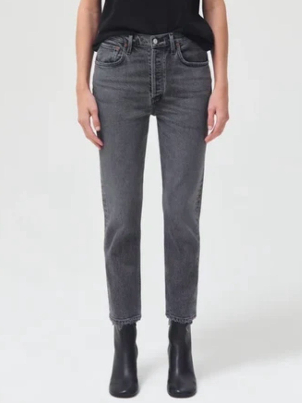 AGOLDE Riley High Rise Straight Leg Jeans Washed Grey Charcoal Denim Size 29